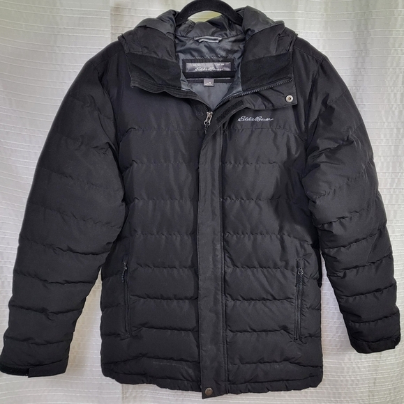 Eddie Bauer Boundary Pass Down Parka Coat Hood Dark Charcoal Men's M - Picture 1 of 13